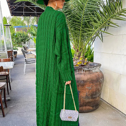 Women’s Yellow Crochet Knit Long Cardigan