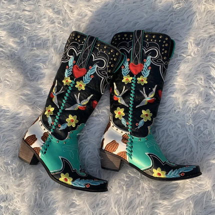 Women’s Embroidered Leather Western Cowboy Boots