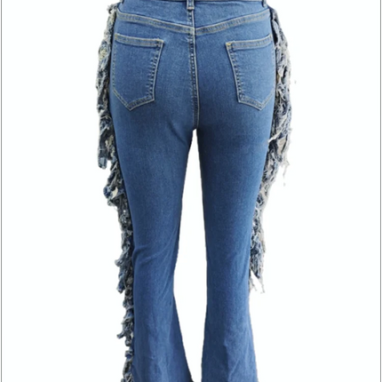 Women’s Blue Ripped Bell-Bottom Jeans