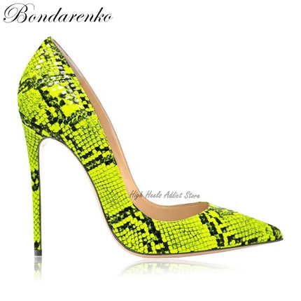 Python-Print Women’s Pointed-Toe Stiletto Pumps