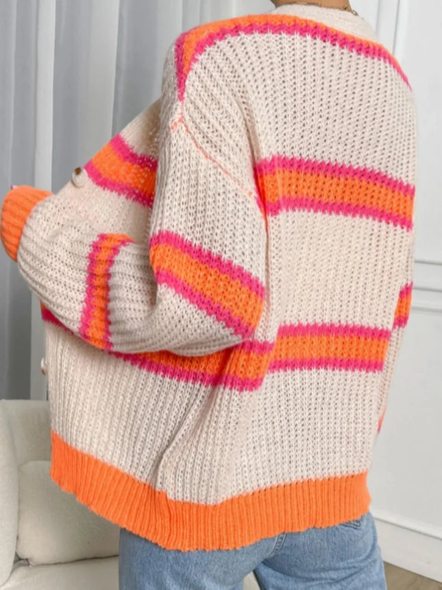 Women’s Loose Striped Knit Cardigan