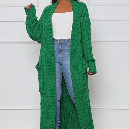 Women’s Yellow Crochet Knit Long Cardigan
