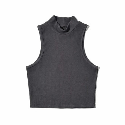 Summer High Neck Crop Top – Women’s Sleeveless Tank (5 Colors)
