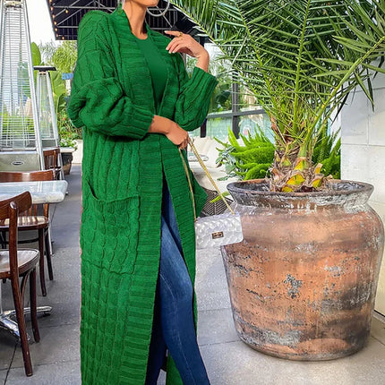 Women’s Yellow Crochet Knit Long Cardigan