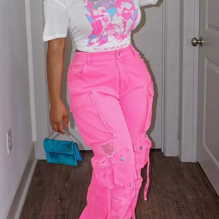 Plus Size Women’s Denim Overalls with Pockets and Button Straps