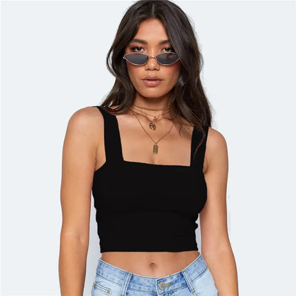 Square Neck Summer Crop – Sexy Backless Casual Tank