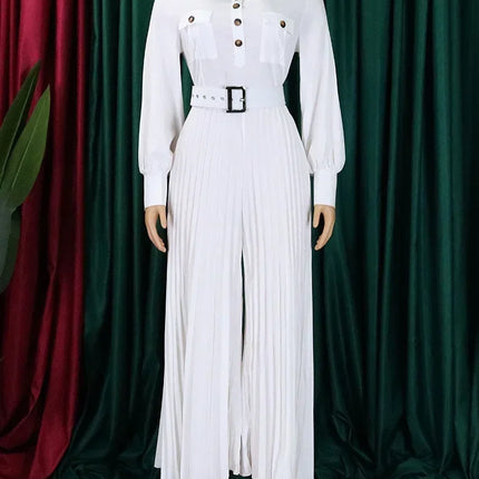 Wmstar Office Lady Buttoned Maxi Jumpsuit with Belt – Fall 2025