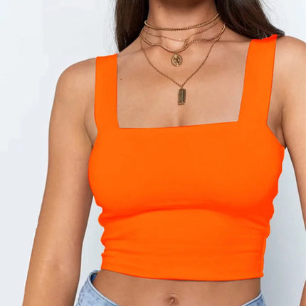 Square Neck Summer Crop – Sexy Backless Casual Tank