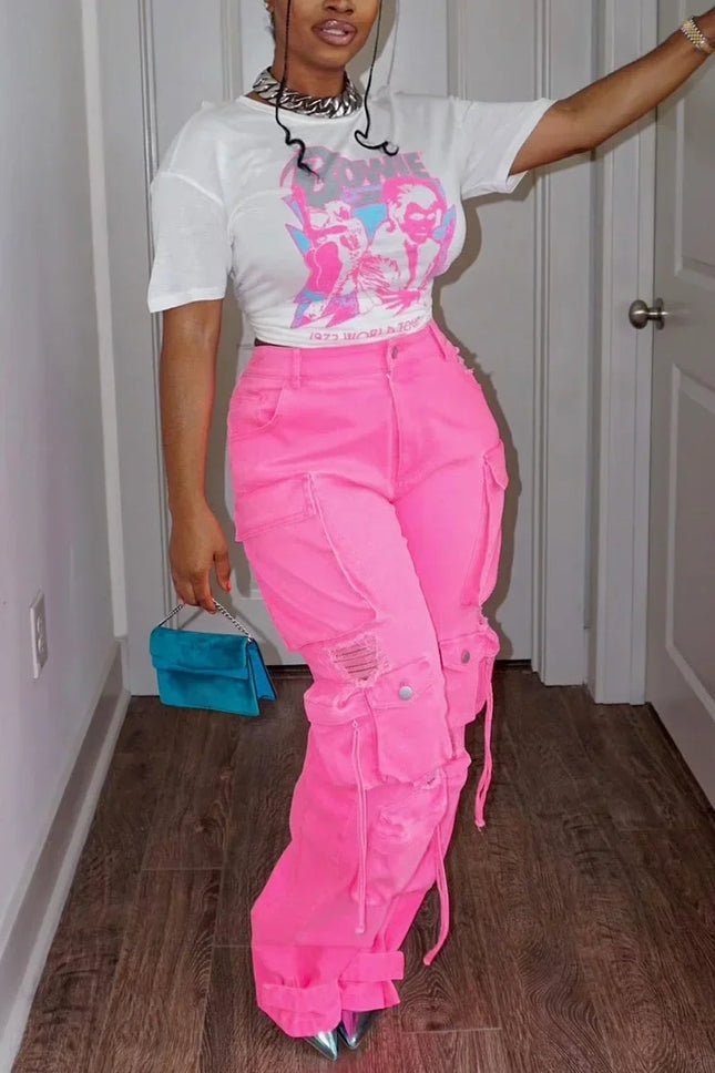 Plus Size Women’s Denim Overalls with Pockets and Button Straps