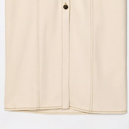 ETJ 2025 Denim Midi Dress – 1975 Retro Slim Fit with Lapel