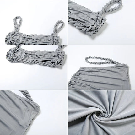 Weird Puss 2-Piece Bandage Set – Square Neck Bra & Ruched Skirt