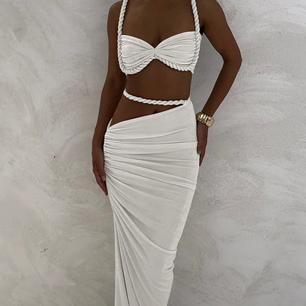 Weird Puss 2-Piece Bandage Set – Square Neck Bra & Ruched Skirt