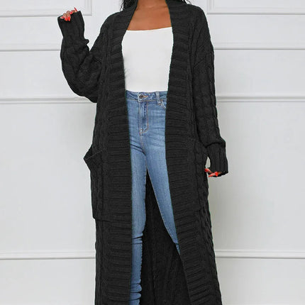 Women’s Yellow Crochet Knit Long Cardigan