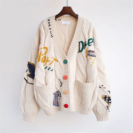 Women’s Embroidered Letter Knit Cardigan