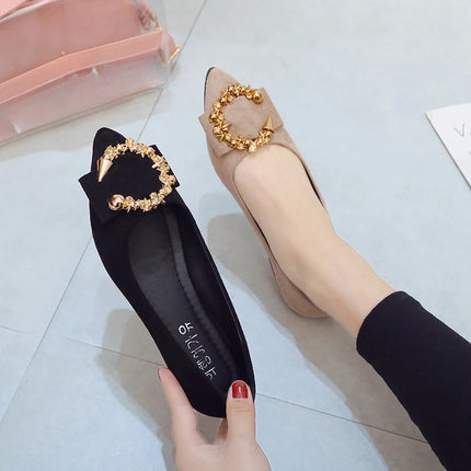 Women’s Casual Pointed Toe Non-Slip Metal Decor Shoes