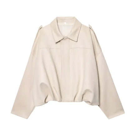 MUJER 2025 Oversized Suede Bomber – Padded Varsity Streetwear Coat