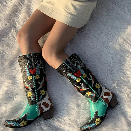 Women’s Embroidered Leather Western Cowboy Boots