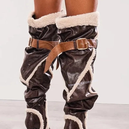 Women’s Patchwork Over-the-Knee Stiletto Boots