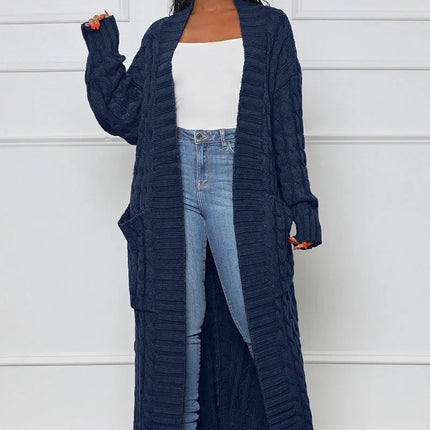 Women’s Yellow Crochet Knit Long Cardigan
