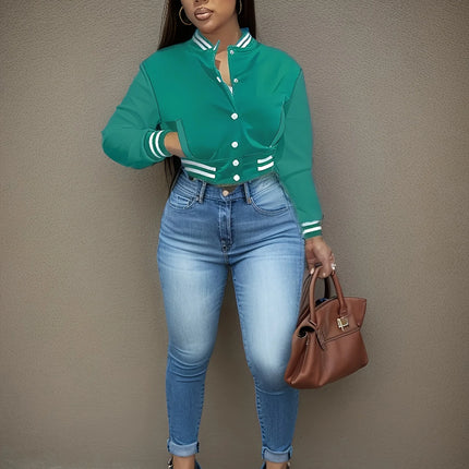 European Single-Breasted Baseball Jacket – Women’s Spring & Autumn