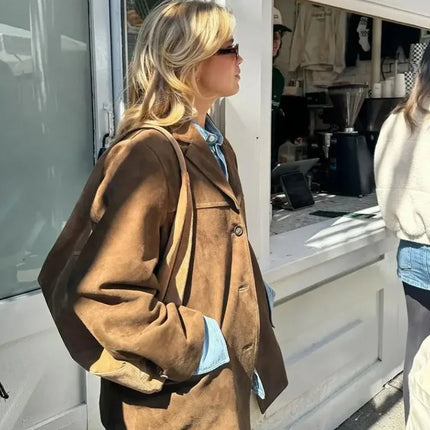 2025 Autumn Suede Jacket – Casual Single-Breasted Street Coat