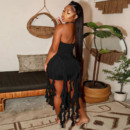 Hugcitar Ruffled Halter Backless Mini – Elegant Spring Dress
