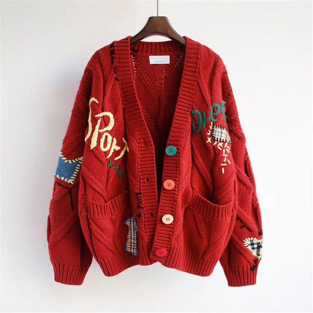 Women’s Embroidered Letter Knit Cardigan