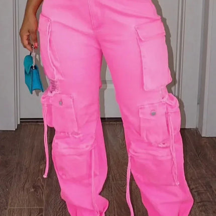 Plus Size Women’s Denim Overalls with Pockets and Button Straps