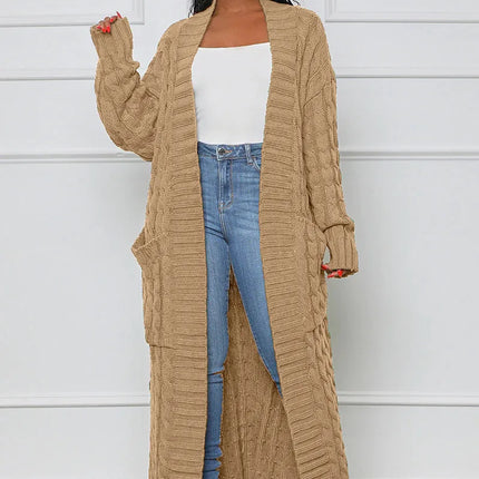 Women’s Yellow Crochet Knit Long Cardigan