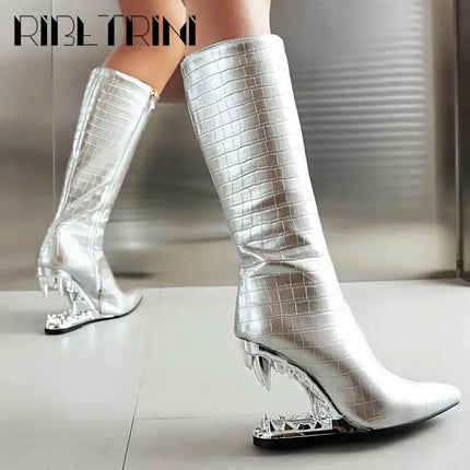 Women’s INS Motorcycle Platform Knee-High Boots