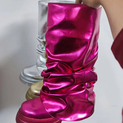 Women’s Mid-Calf Platform Pleated Boots