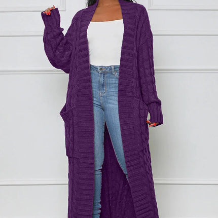 Women’s Yellow Crochet Knit Long Cardigan