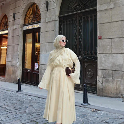 Ruffle Flare Sleeve Set – Lace-Up Shirt & Pleated High-Waist Skirt