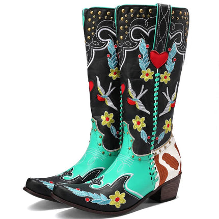 Women’s Embroidered Leather Western Cowboy Boots