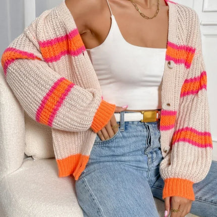 Women’s Loose Striped Knit Cardigan