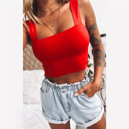 Square Neck Summer Crop – Sexy Backless Casual Tank