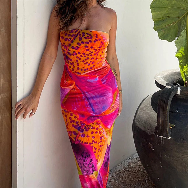 Puloru Leopard Print Strapless Tube Dress – Sexy Summer Beachwear