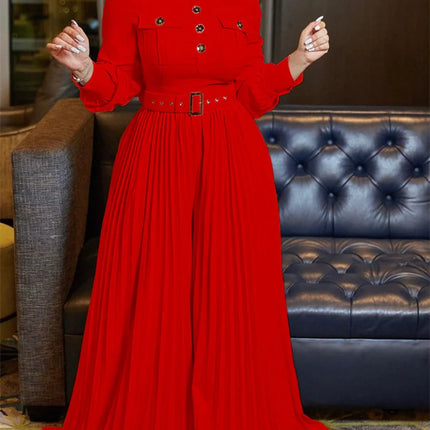 Wmstar Office Lady Buttoned Maxi Jumpsuit with Belt – Fall 2025