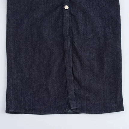 ETJ 2025 Denim Midi Dress – 1975 Retro Slim Fit with Lapel