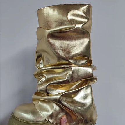 Women’s Mid-Calf Platform Pleated Boots