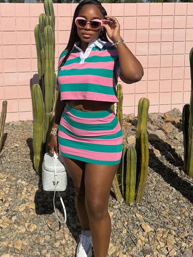 Women’s Activewear Set – Striped Style