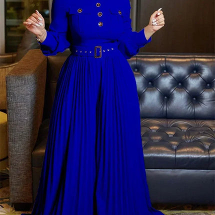 Wmstar Office Lady Buttoned Maxi Jumpsuit with Belt – Fall 2025