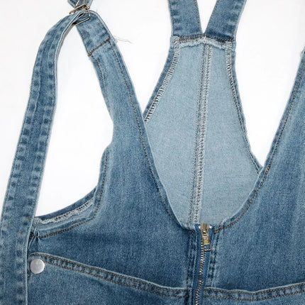 CM.YAYA Women’s Safari Style Wide-Leg Cargo Denim Overalls