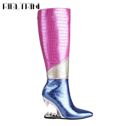 Women’s INS Motorcycle Platform Knee-High Boots