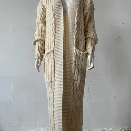 Women’s Yellow Crochet Knit Long Cardigan
