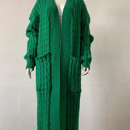 Women’s Yellow Crochet Knit Long Cardigan