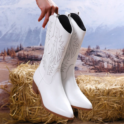 2025 Vintage Chunky Heel Western Cowgirl Boots