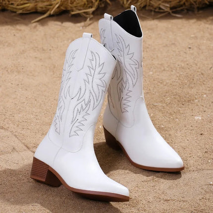 2025 Vintage Chunky Heel Western Cowgirl Boots