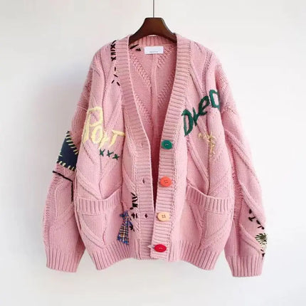 Women’s Embroidered Letter Knit Cardigan