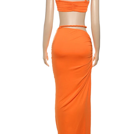 Weird Puss 2-Piece Bandage Set – Square Neck Bra & Ruched Skirt